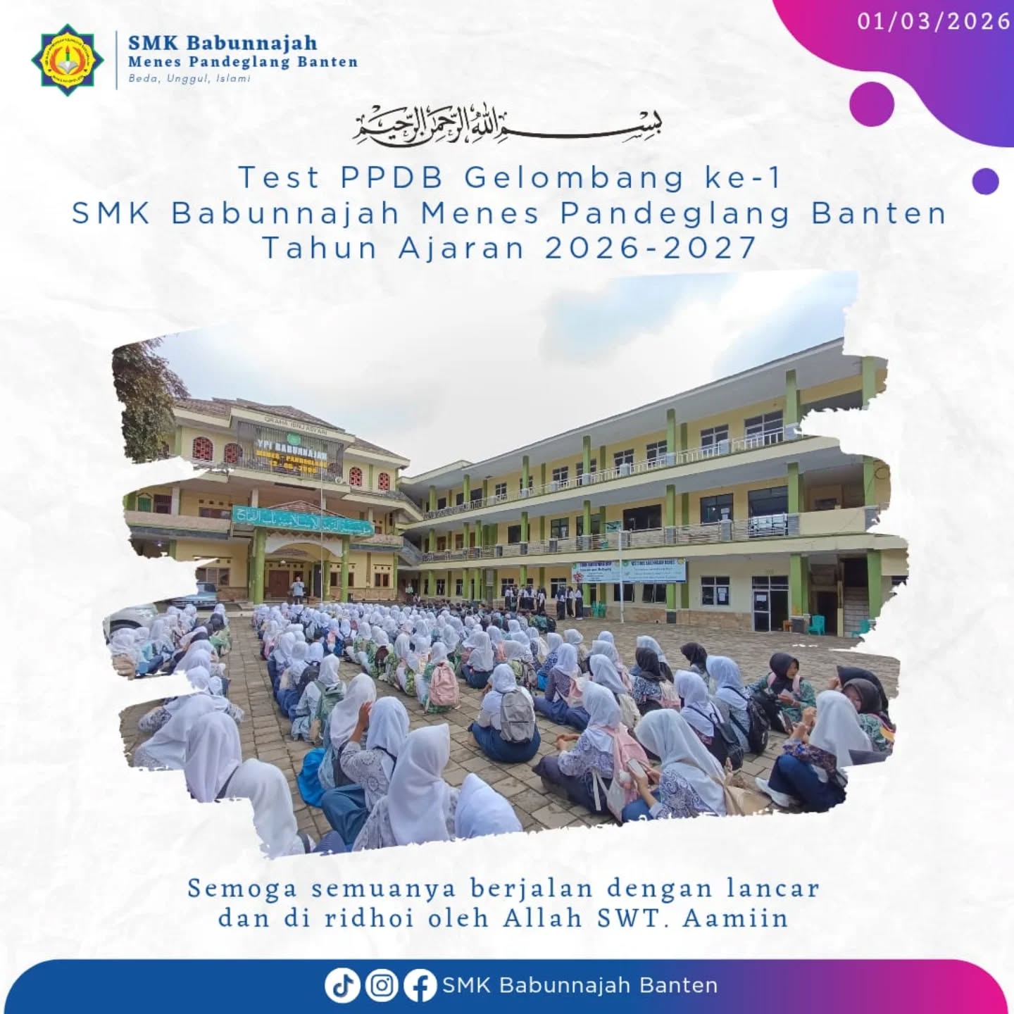 Pelaksanaan Tes Seleksi Masuk PPDB