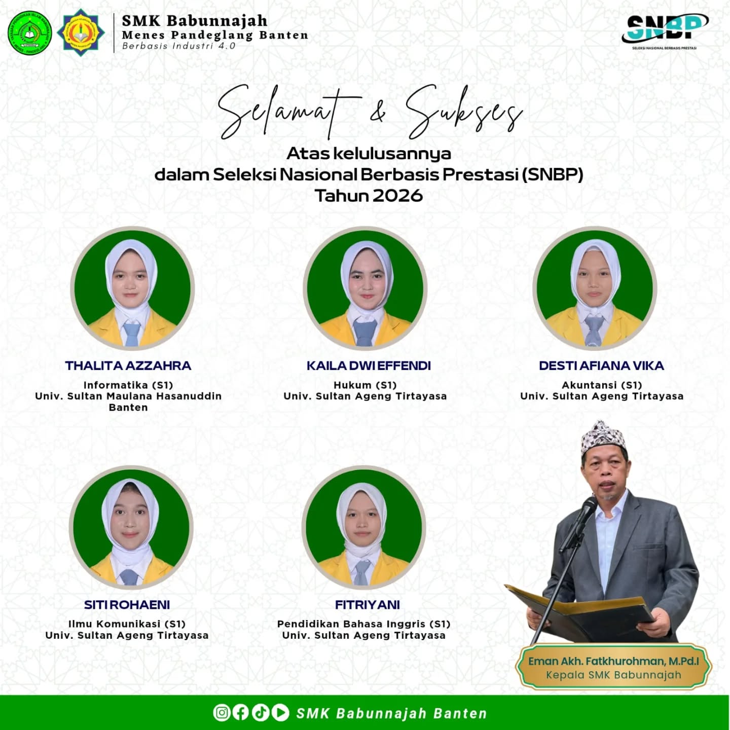 Kelulusan Siswa SNBP SMK Babunnajah